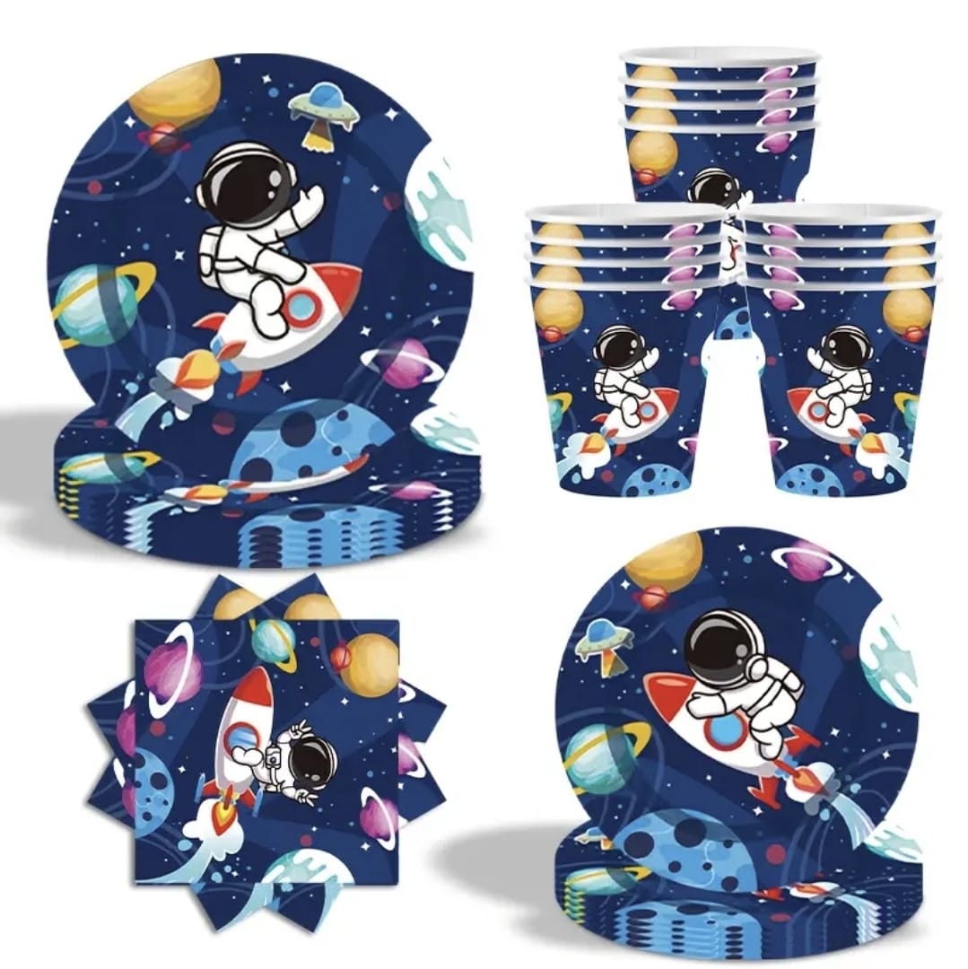 Space Astronaut Plate Cup Tableware - Serves 10