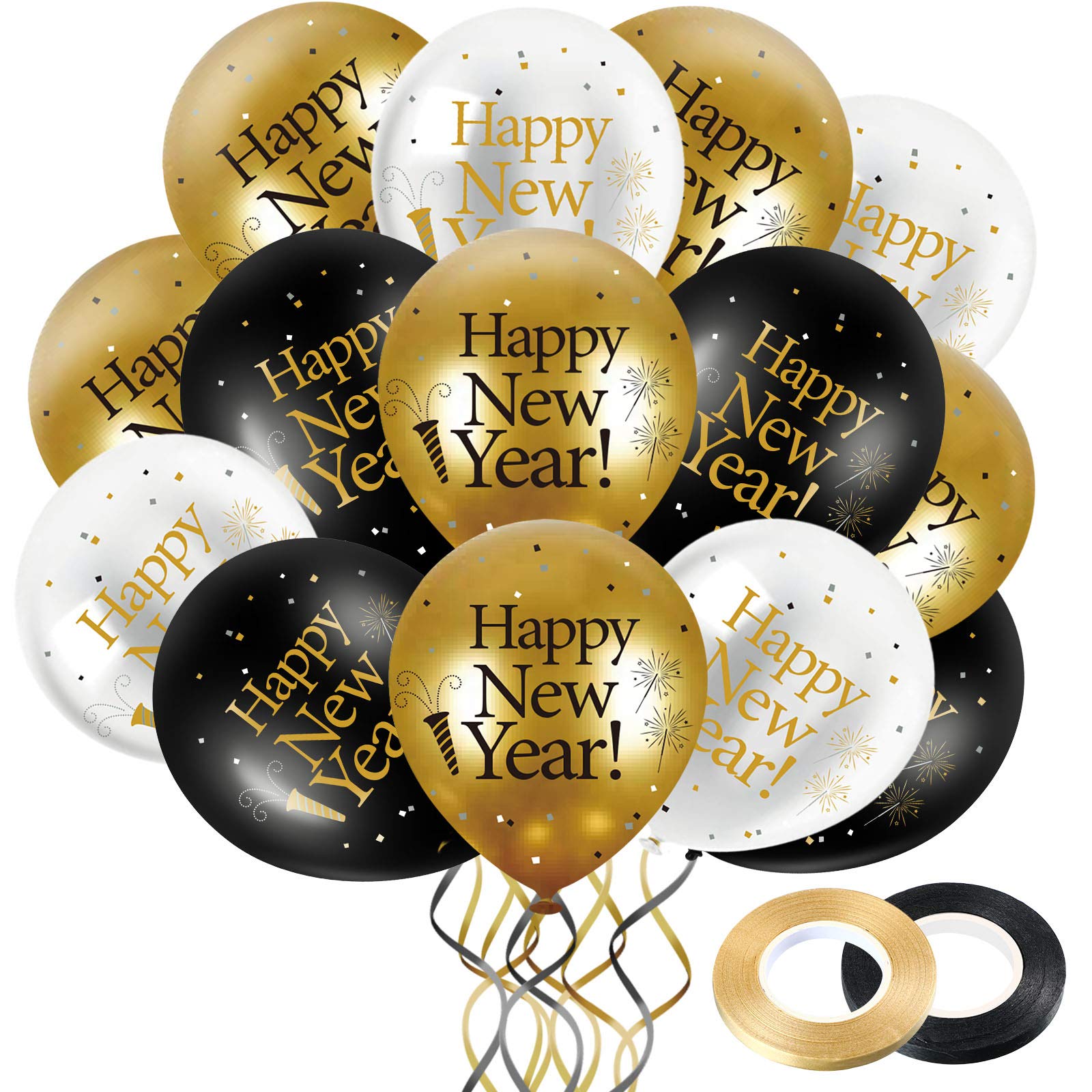 New Year Printed Latex Balloons - Pack of 10 Pcs