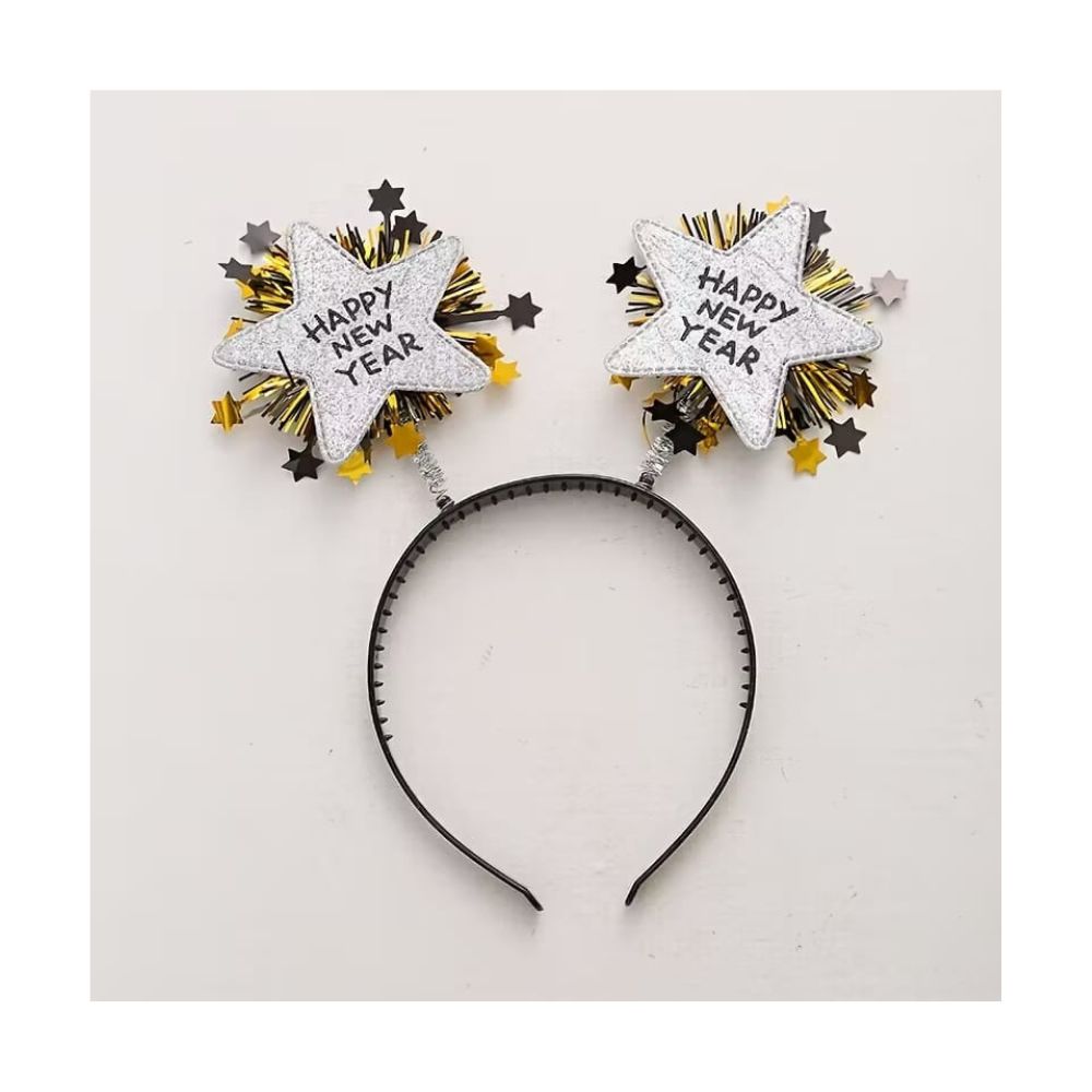 Happy New Year Headband Silver
