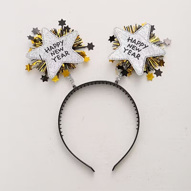 Happy New Year Headband Silver