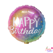 Blue Pink pastel happy birthday foil balloon