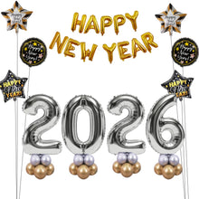Silver Gold Black 2026 New Year Balloons