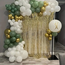 Sage green , white balloon garland with personalized balloon