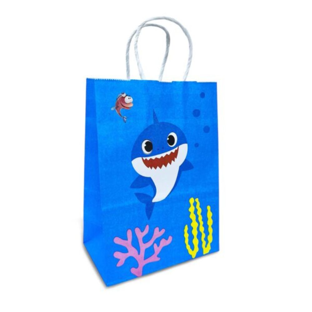 Blue Baby Shark Kraft Bag - Pack of 6