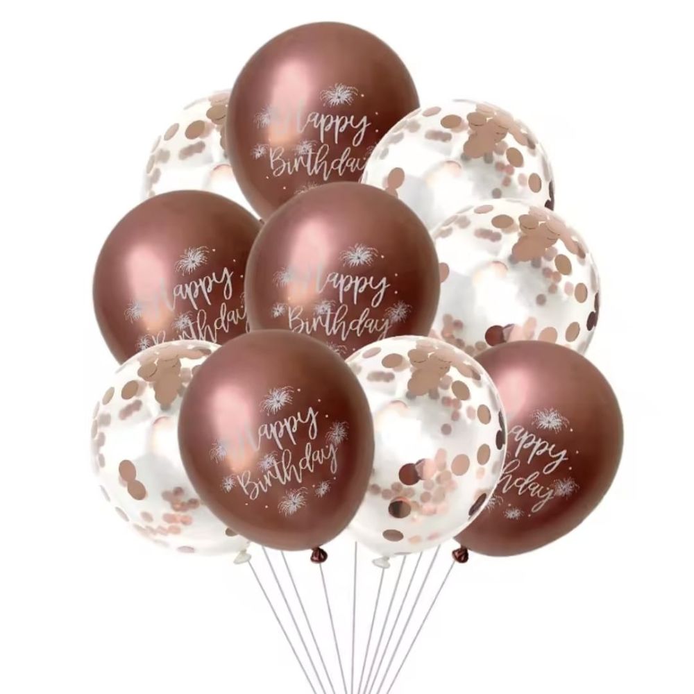 Happy Birthday Helium Balloons - Rosegold