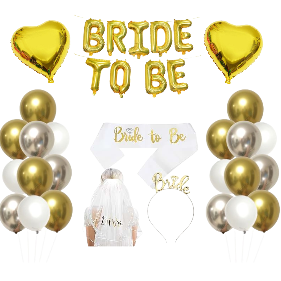 bridal shower party set-white gold