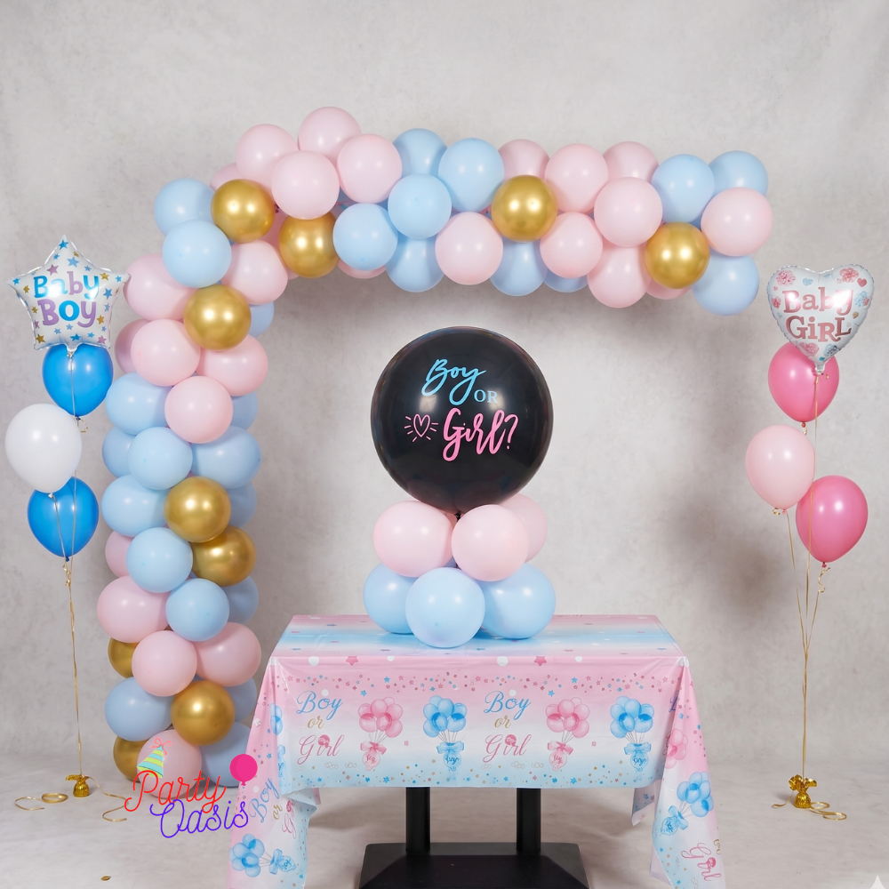 Gender Reveal Balloon Arch and Centerpiece Set – Pink or Blue Surprise