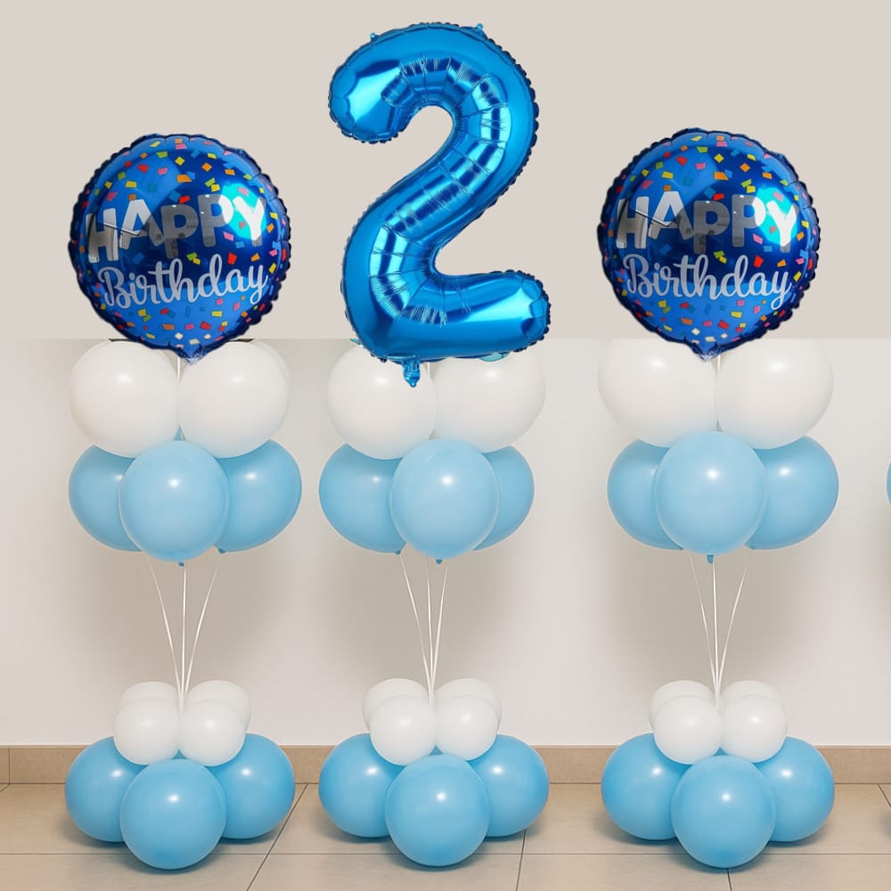 Birthday number foil balloons with  helium _ blue