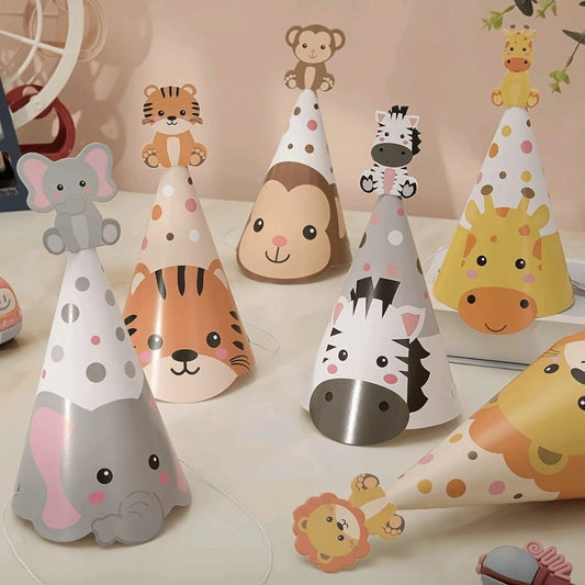12 animal party cap safari theme
