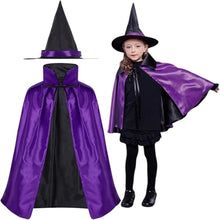 Witch Cape And Hat Vampire Costume Kids 90cm Length - Purple