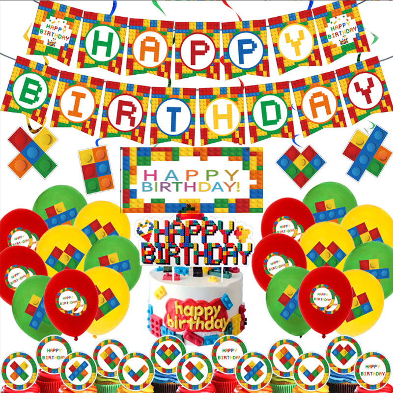 Lego building block birthday decoration kit