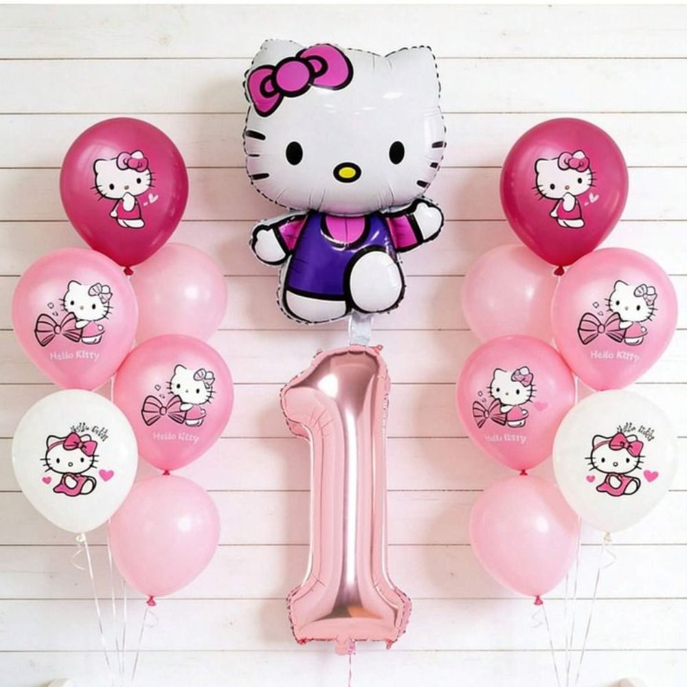 Hello Kitty Helium Bunch with Rose Gold Digit of Your Choice