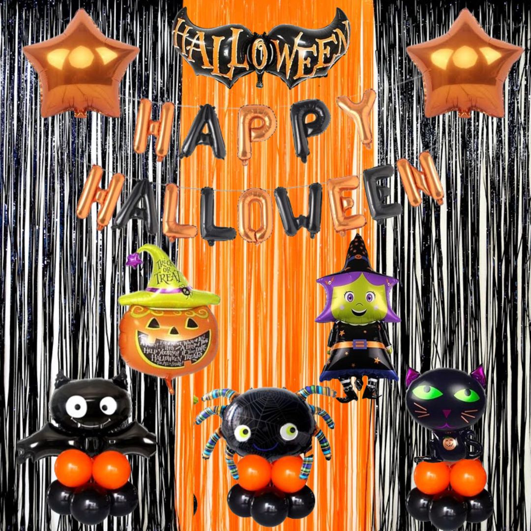 3 curtain halloween witch set