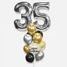 balck gold silver birthday balloons