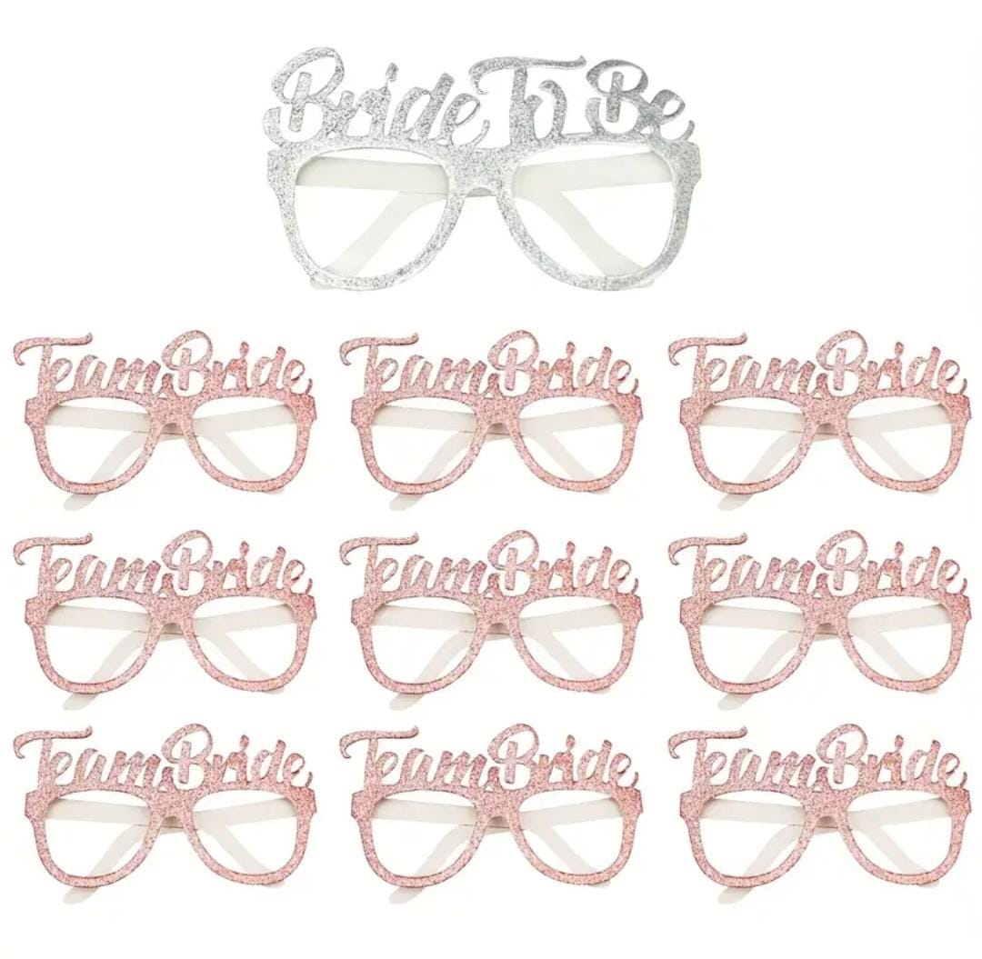 Bride To Be And Team Bride Paper Eye Frames Pack of 10 Pcs