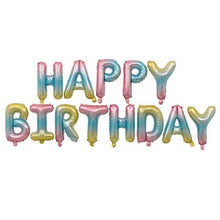 Happy Birthday Foil Text Banner - Pastel Rainbow - Non Inflated