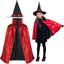 Witch Cape and Hat vampire Costume Kids 90cm Length - Red