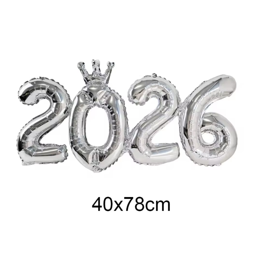Silver 2026 Joint Foil Balloon - Non Inflated