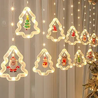 christmas curtain lights - tree shaped with remote