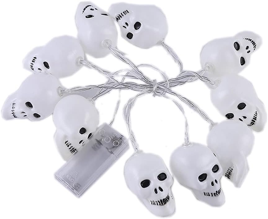 Halloween Skull String Light with 20 Waterproof Skull LED Light and 6.6FT Battery Operated