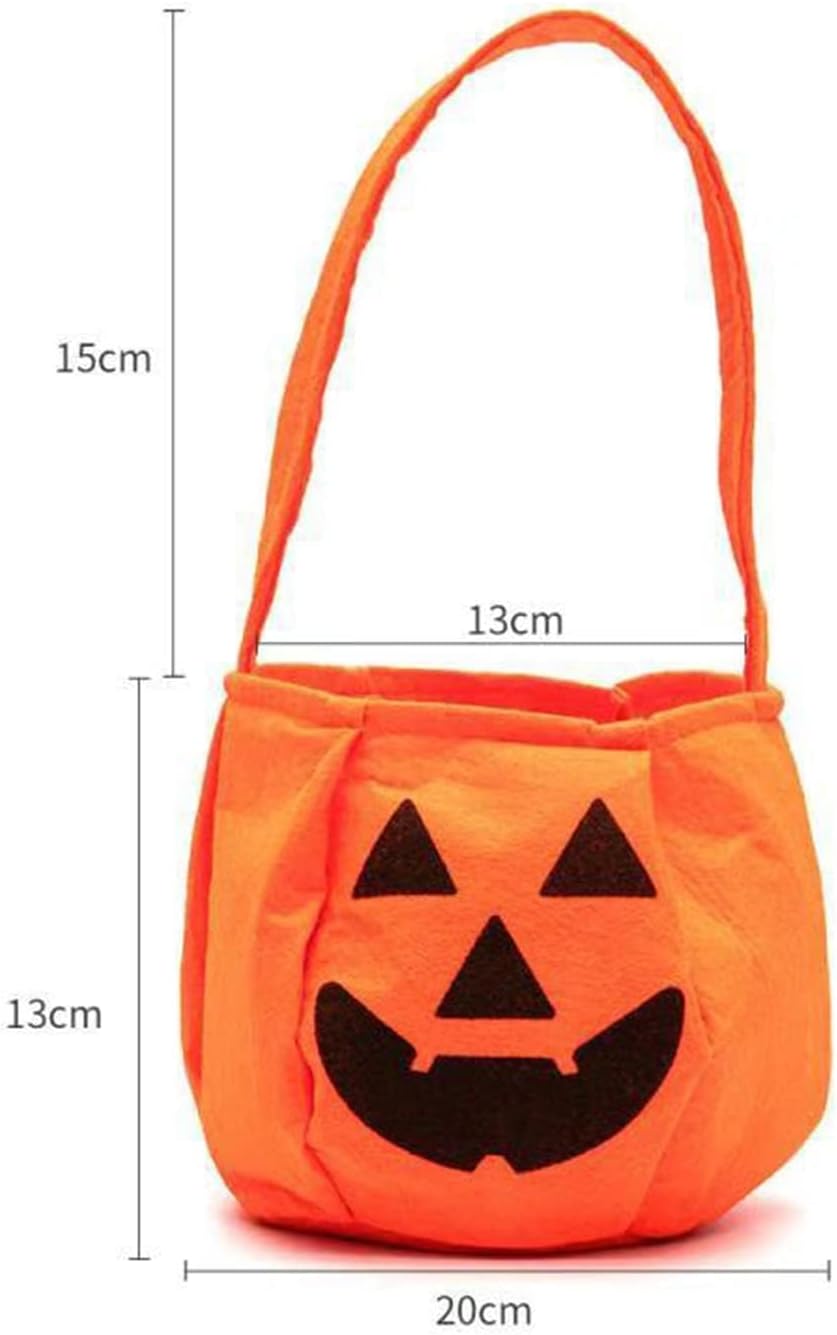 Halloween Candy Bag,Halloween Trick or Treat Bags Pumpkin Treat Bags for Kids Tote Bucket Pumpkin Goody Bag Reusable Candy Bucket