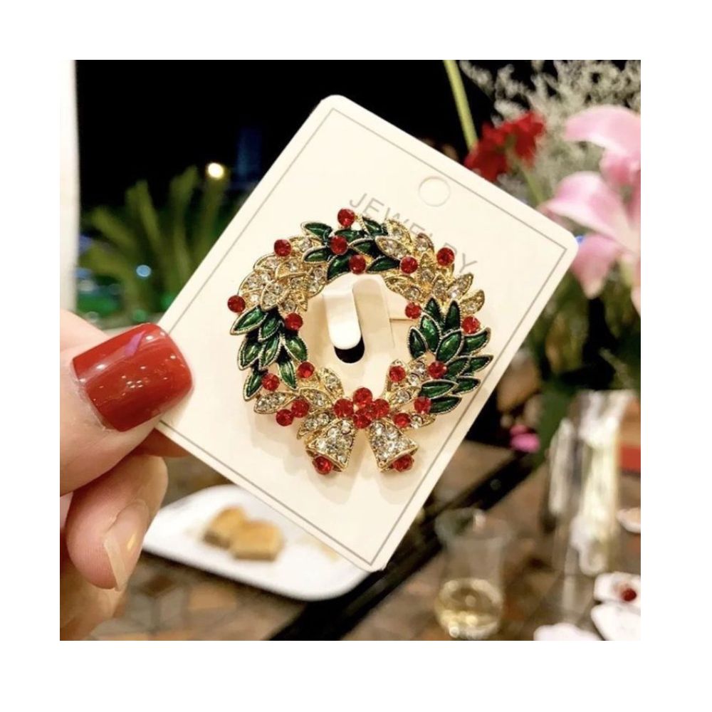 Wreath Metal Pins Christmas Jewelry Gift For Women
