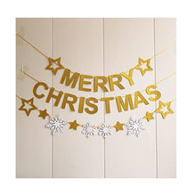 Silver Gold Merry Christmas Banner and Silver Snowflake Star Banner