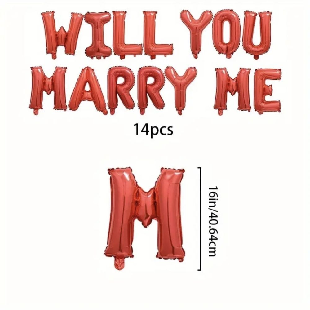 Will You Marry Me Foil Balloons - Non Inflated - Red
