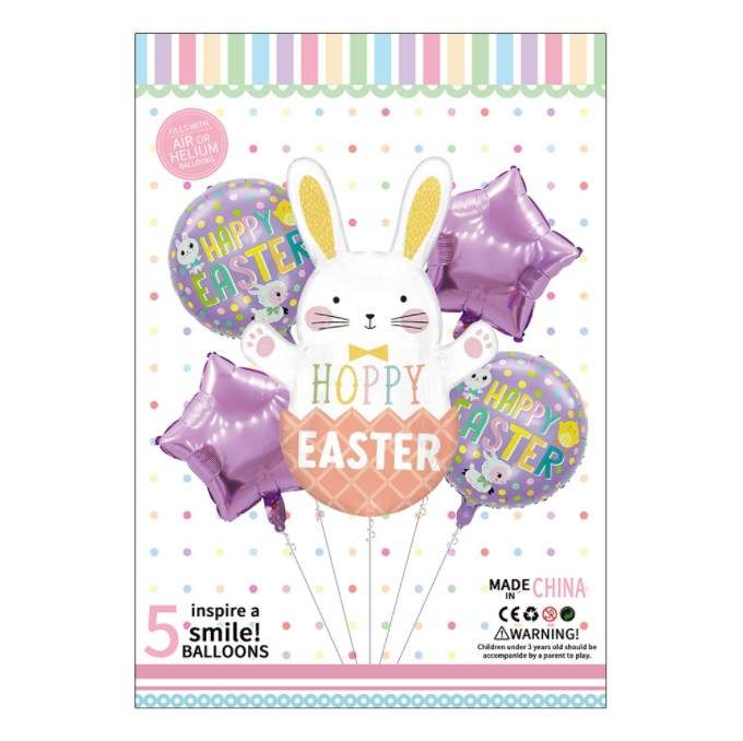 Easter foil balloons - pack of 5 - purple