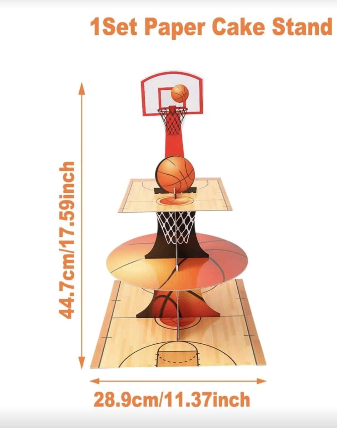 1Pc 3 Tier Basket Ball Cupcake Display Stand