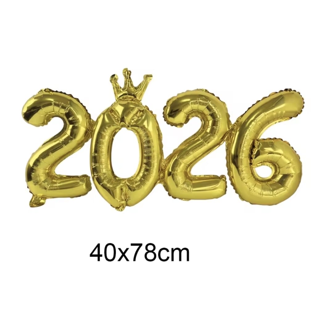 Gold 2026 Joint Foil Balloon -  Non Inflated