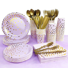 Purple Gold Party Set Plate Cup Tableware – Serves 10