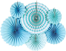blue paper fan decoration - pack of 6