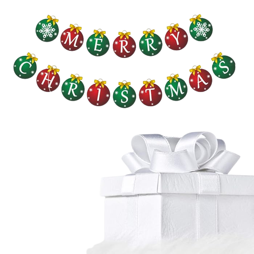 Bell merry christmas paper bunting banner