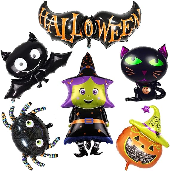 bat cat and spider foil balloon pack of 6