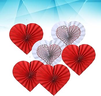 heart paper fan decoration - pack of 6