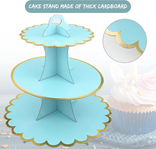 blue gold cup cake stand
