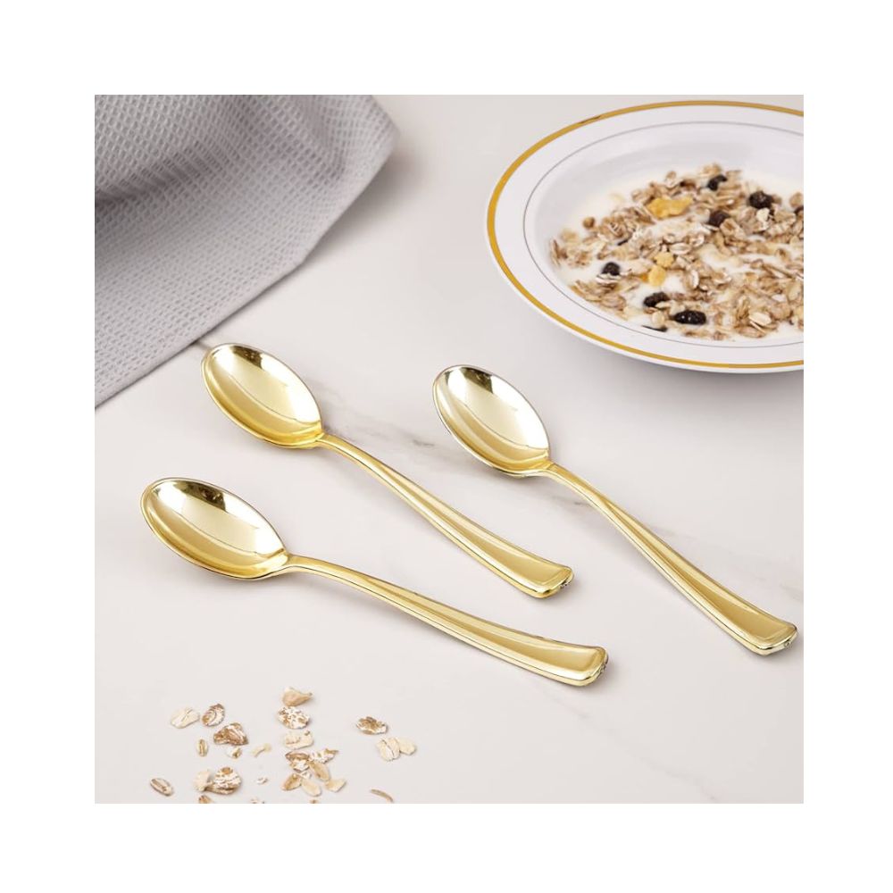 25pcs Gold Spoon Disposable