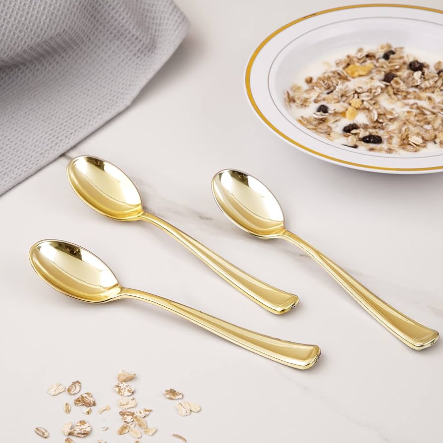 25pcs Gold Spoon Disposable