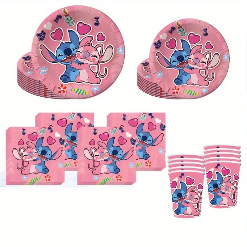 Lilo stitch plate cup set serves 10