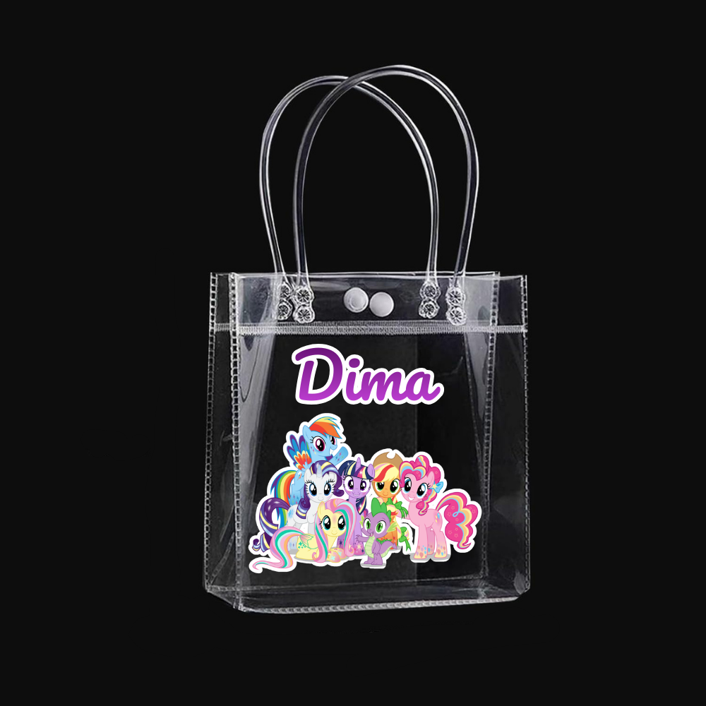 Personalized return gift party favor bags for kids with cartoon character and text of your choice