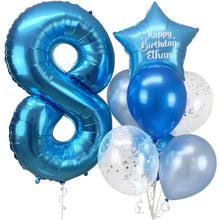 Personalized Helium Bunch with Numbers - Blue