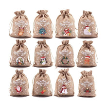 Drawstring Eco-Friendly Jute Christmas Gift Bag - Assorted - Pack of 6