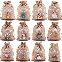 Drawstring Eco-Friendly Jute Christmas Gift Bag - Assorted - Pack of 6