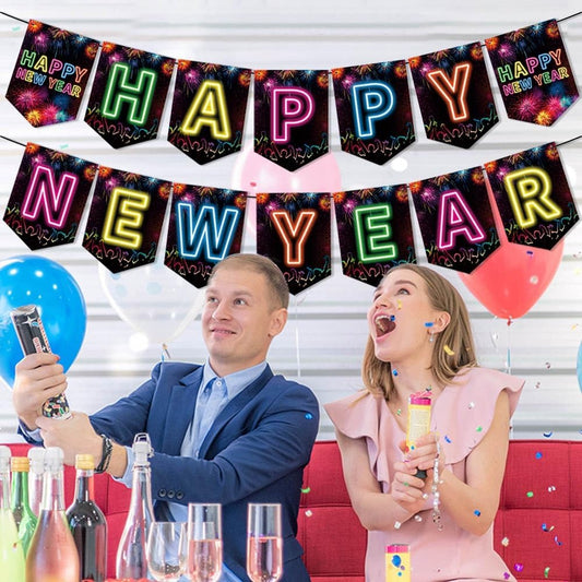 Happy new year Fluorescent Color banner