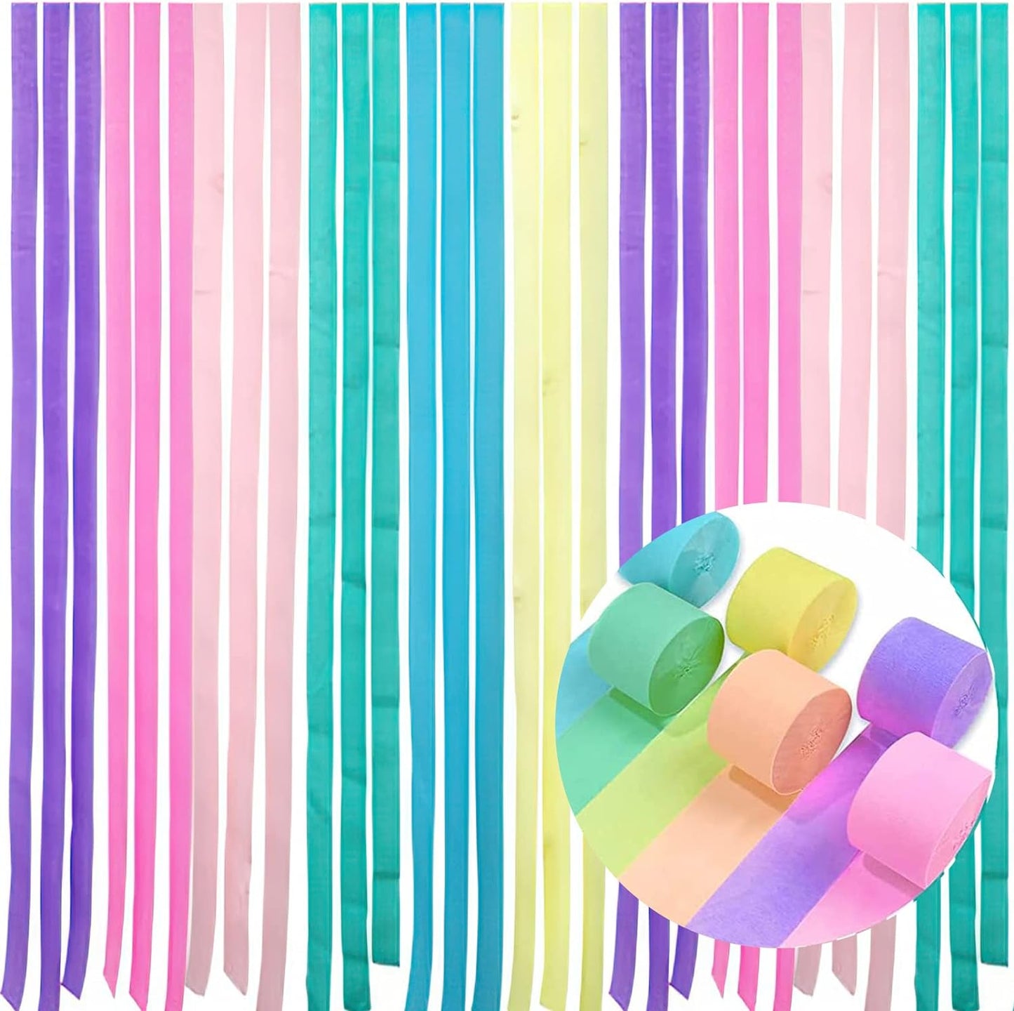 Pastel crepe paper streamers