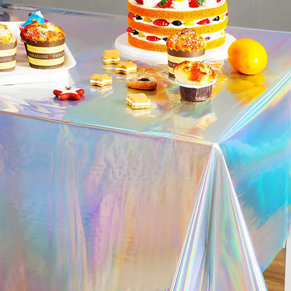 Holographic Iridescence Plastic Tablecloths Laser Table Covers