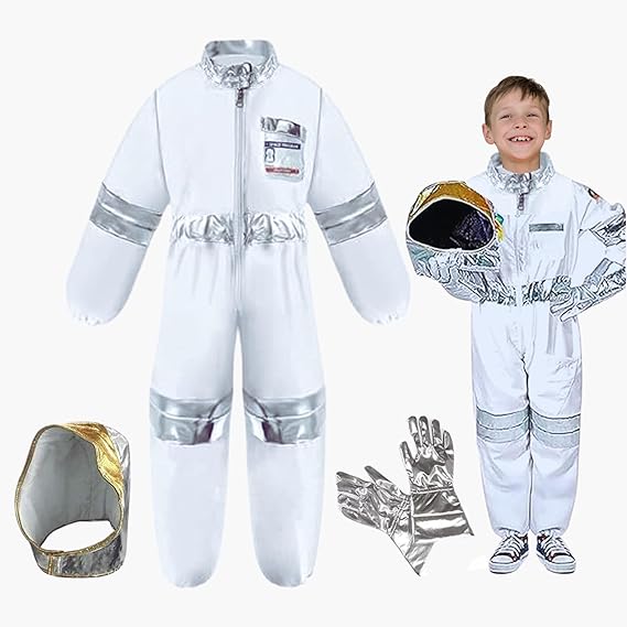 Astronaut Costume for Kid Boys and Girls, Pretend Dress up Role Play 5pcs Set