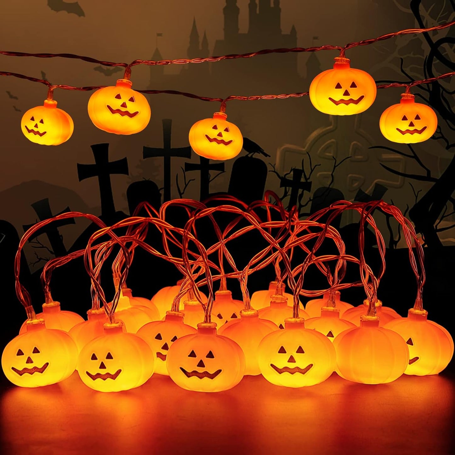 Halloween Pumpkin String Light with 20 Waterproof LED