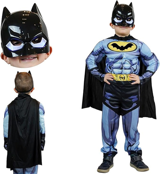 Batman costume play set for kids: Batman for Kids, Avengers Costume, Kids, Costumes for Boys, Pretend play, clothing with pants, Mask, and accessories